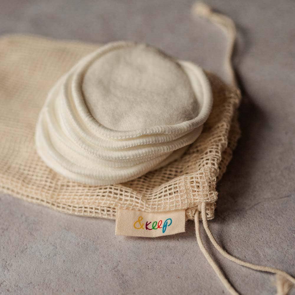 &Keep Gift Set of 10 Bamboo Make-Up Pads, Wash Bag & Storage Box